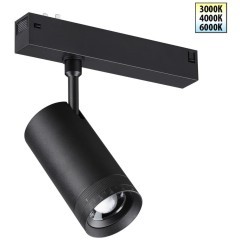 359961 Черный трековый спот с изм. углом рассеивания света 15-55° и перекл. цв. температуры 3000;4000;6000К 220В 15Вт 830Лм CRI90 Novotech VECTOR