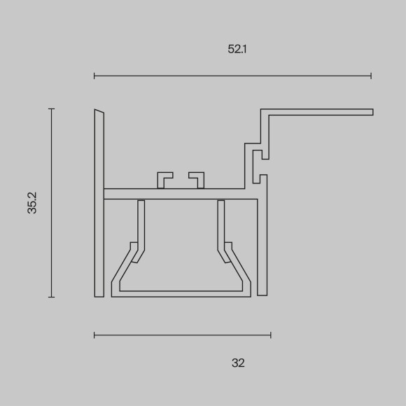 Алюминиевый профиль для натяжного потолка 52x35 ALM012S-2M