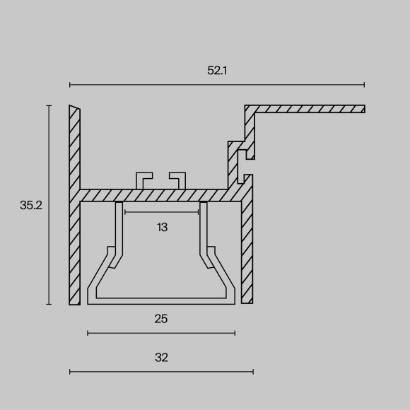 Алюминиевый профиль для натяжного потолка 52x35 ALM012S-2M