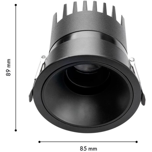 4789-1C Встраиваемый влагозащищенный светодиодный светильник с доп. рамкой под штукатурку, черный, 9Вт 450Лм 3000;4000;6000K CRI90+ 45° IP65