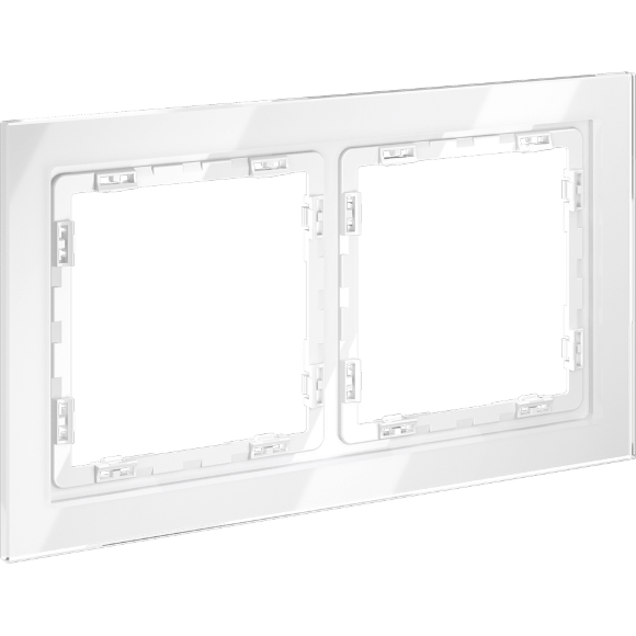 VLS110201 Рамка стеклянная для электрических изделий VOLTUM серии S70 на 2 поста белого цвета из стекла