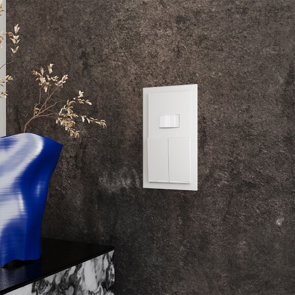 VLS070502 Датчик движения встраиваемый белого матового цвета. Расстояние до 9 м, угол до 120°, мощность 500 Ватт VOLTUM S70 (белый матовый)