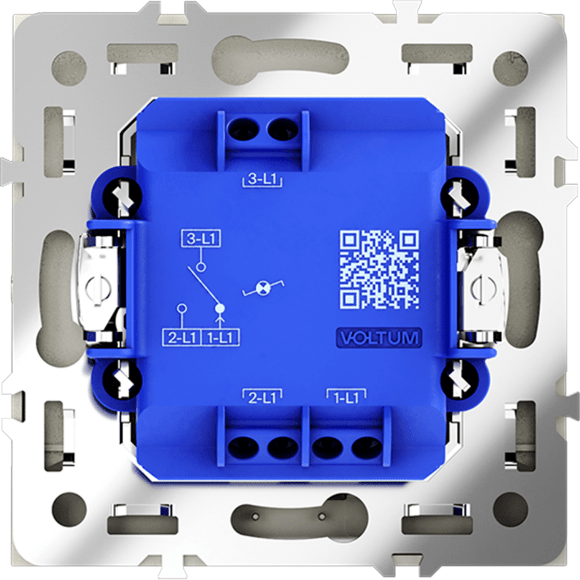 VLS010405 Проходной выключатель (переключатель) встраиваемый одноклавишный с подсветкой 10 ампер (2200 Ватт) стального цвета VOLTUM S70 (сталь)