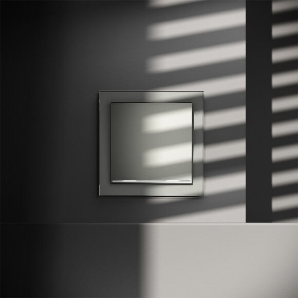 VLS010405 Проходной выключатель (переключатель) встраиваемый одноклавишный с подсветкой 10 ампер (2200 Ватт) стального цвета VOLTUM S70 (сталь)