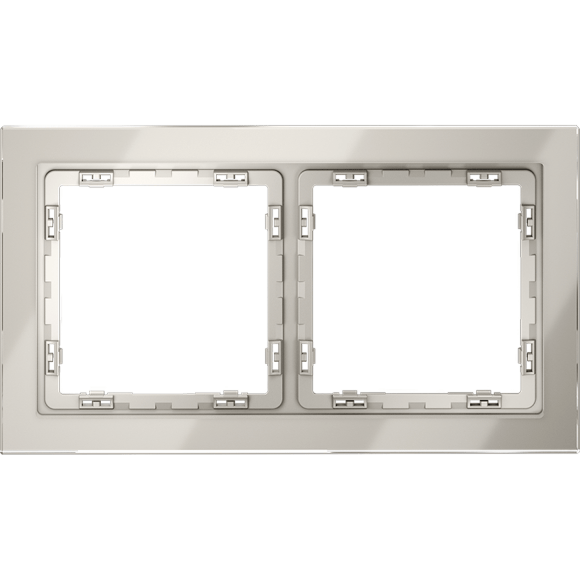 VLS110203 Рамка стеклянная для электрических изделий VOLTUM серии S70 на 2 поста кашемирового цвета из стекла