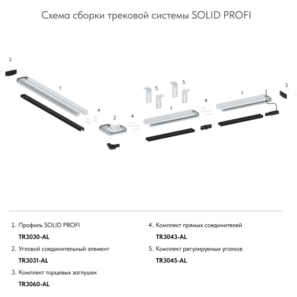 Комплект из 2 монт. планок для шинопроводов в натяжные потолки TR3045-AL