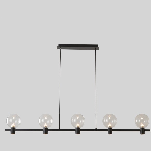 Crystal Lux DUET SP35W LED BLACK 4090/235 Светильник подвесной дизайнерский, черный матовый металл, стеклянные прозрачные шары LED 35Вт 3000K CRI80 2450Лм IP20 220V, для кухни, острова и гостиной