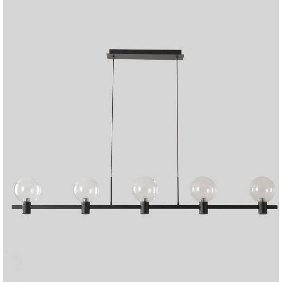 Crystal Lux DUET SP35W LED BLACK 4090/235 Светильник подвесной дизайнерский, черный матовый металл, стеклянные прозрачные шары LED 35Вт 3000K CRI80 2450Лм IP20 220V, для кухни, острова и гостиной