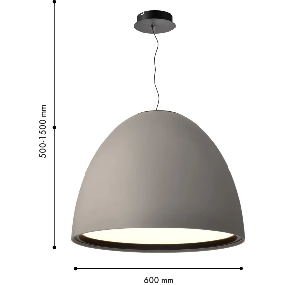 Favourite Halva 4813-6P Современный подвесной светодиодный светильник в стиле минимализм, серый матовый полусфера диаметром 60 см, матовый акриловый рассеиватель, LED 50Вт 3000K 4191Лм CRI90 120° IP20 220В