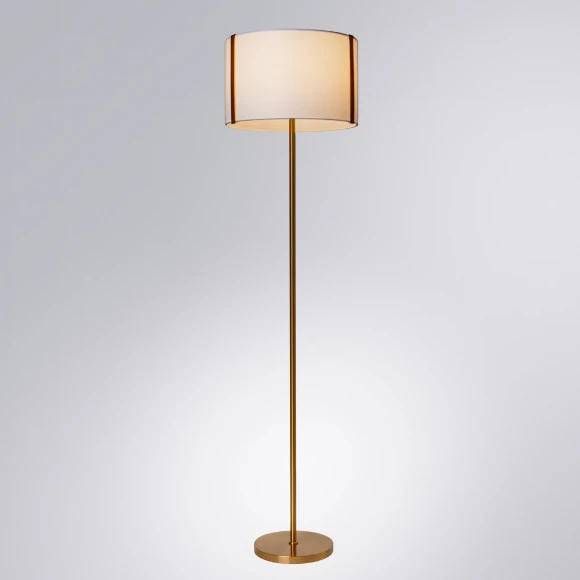 Arte Lamp Dream A4110PN-1PB Напольный светильник, торшер классического стиля с абажуром диаметром 40 см и высотой 158см, плафон белый текстиль, медный металл, лампа E27 1шт до 60Вт IP20 220В, выключатель на проводе в розетку