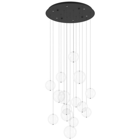 390333 Люстра диммируемая ESPARDELLO, 6X5,4W (LED), 3000K, 3060lm, ?580, сталь, черный/стекло, прозрачный