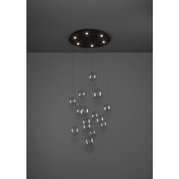 390333 Люстра диммируемая ESPARDELLO, 6X5,4W (LED), 3000K, 3060lm, ?580, сталь, черный/стекло, прозрачный