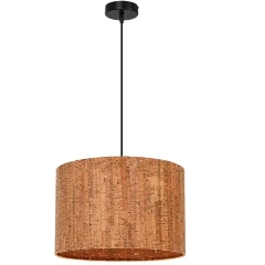 Arte Lamp STRAW A7089SP-1BK Подвесной современный светильник в эко стиле, с плафоном из натуральной пробки диаметром 38 см, основание черный металл, макс. высота 105 см, лампа E27 1шт до 40Вт IP20 220В
