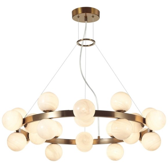 7109/24 Подвесная люстра 90см латунным металлом и стеклянными плафонами, 24 лампы G9 макс 5Вт ODEON LIGHT MAGIA