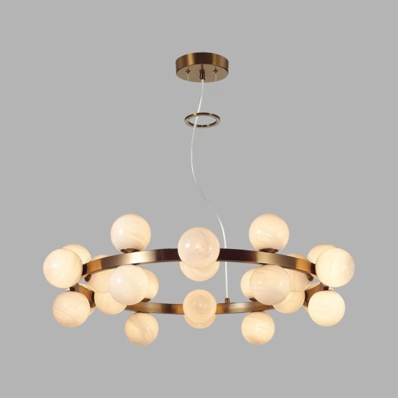 7109/24 Подвесная люстра 90см латунным металлом и стеклянными плафонами, 24 лампы G9 макс 5Вт ODEON LIGHT MAGIA