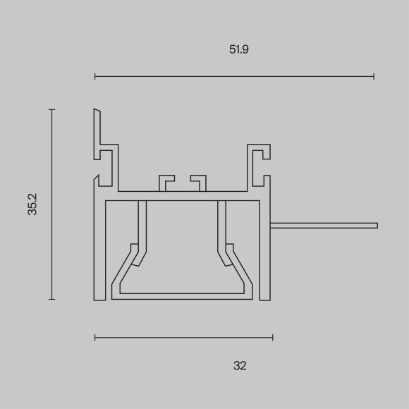 Алюминиевый профиль для натяжного потолка 51x35 ALM013S-2M