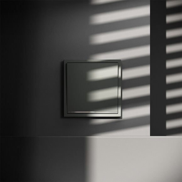 VLS010406 Проходной выключатель (переключатель) встраиваемый одноклавишный с подсветкой 10 ампер (2200 Ватт) титанового цвета VOLTUM S70 (титан)