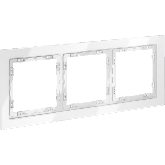 VLS110301 Рамка стеклянная для электрических изделий VOLTUM серии S70 на 3 поста белого цвета из стекла