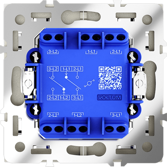 VLS020305 Проходной выключатель (переключатель) двухклавишный встраиваемый стального цвета 10А (2200 Ватт) VOLTUM S70 (сталь)