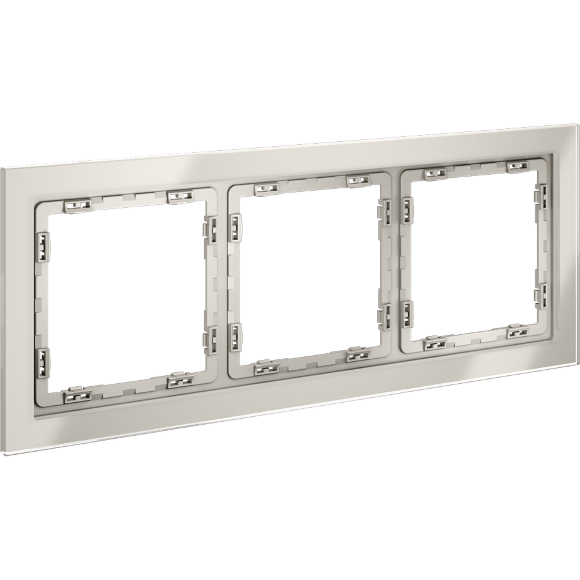 VLS110303 Рамка стеклянная для электрических изделий VOLTUM серии S70 на 3 поста кашемирового цвета из стекла