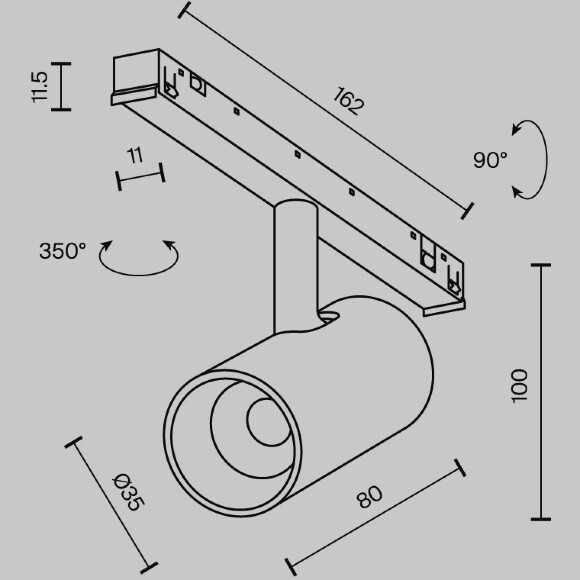 Трековый светильник Technical TR243-4-5WTW-DSZ-B