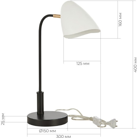 SLE103604-01 Прикроватная лампа Черный, Золотой/Белый E14 1*40W SATTA