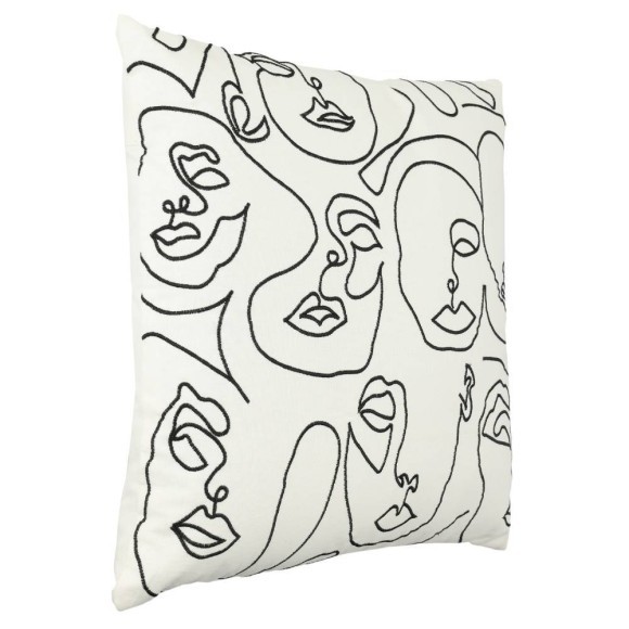 420059 Подушка декоративная CHEVERY, L450, B450, наволочка: 100% хлопок, белый, чёрный  наполнитель: 100% полиэстер