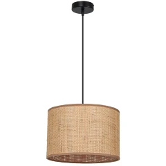 Arte Lamp STRAW A7090SP-1BK Подвесной современный светильник в эко стиле, с плафоном диаметром 30 см из натуральной плетеной соломы, основание черный металл, макс. высота 105 см, лампа E27 1шт до 40Вт IP20 220В