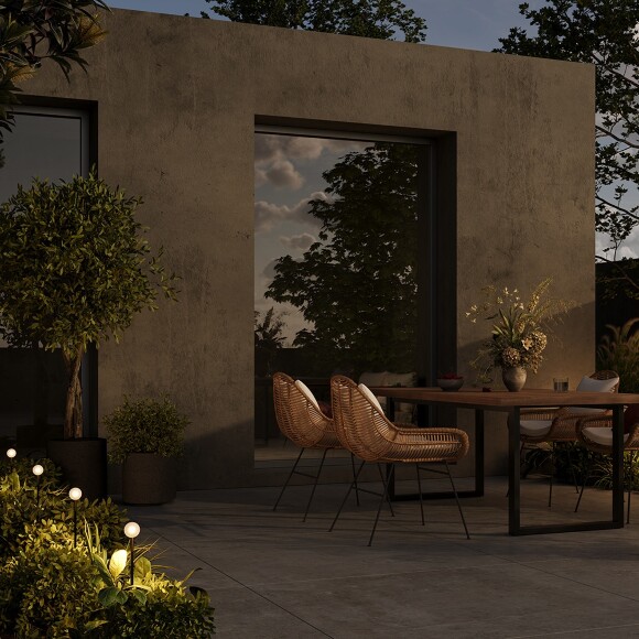 Maytoni Flare S O523FL-L2BS3K Ландшафтный светодиодный светильник столбик 80 см, окантовка латунь, основание металл алюминий черный, плафон шар акрил диаметр 4.4 см, монтаж в грунт LED 2.4Вт 3000K 115Лм IP65 360° 24V