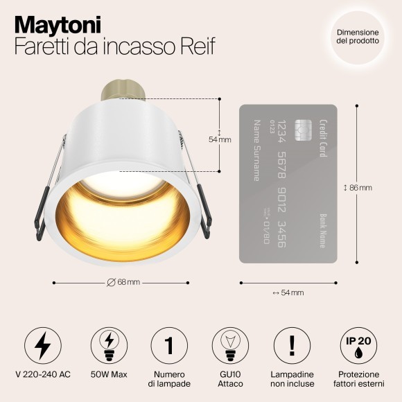 Встраиваемый светильник Maytoni DL049-01WG Reif под лампу 1xGU10 50W