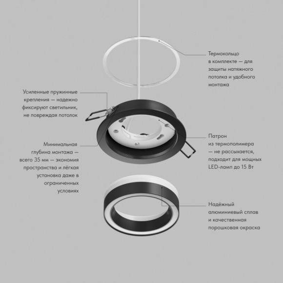 Встраиваемый точечный светильник Denkirs GLOW DK-DH2010-BK (GX53, LED, 15 Вт, IP20, черный, алюминий, акрил) Встраиваемый точечный светильник Denkirs GLOW DK-DH2010-BK (GX53, LED, 15 Вт, IP20, черный, алюминий, акрил)