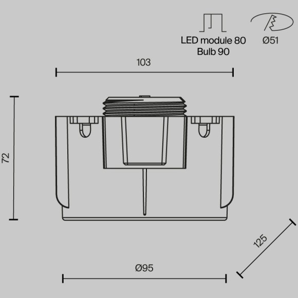 DL136-GU10-W Безрамочнный спот для ПВХ натяжных потолков под лампу GU10. В комплекте 3 белых и 1 черная рамка + антибликовый фильтр Maytoni Intro 2.0 Sharp