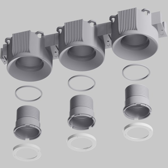 DL136-GU10-W Безрамочнный спот для ПВХ натяжных потолков под лампу GU10. В комплекте 3 белых и 1 черная рамка + антибликовый фильтр Maytoni Intro 2.0 Sharp