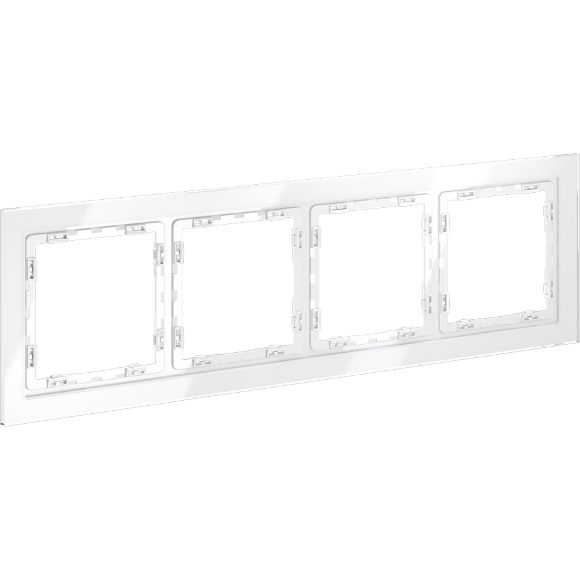 VLS110401 Рамка стеклянная для электрических изделий VOLTUM серии S70 на 4 поста белого цвета из стекла