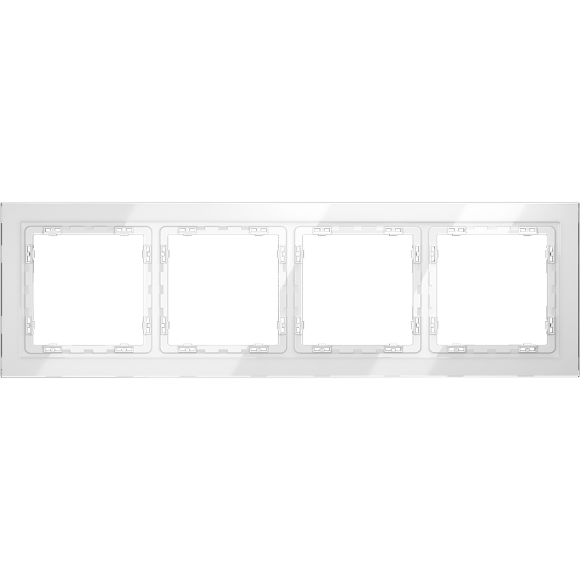 VLS110401 Рамка стеклянная для электрических изделий VOLTUM серии S70 на 4 поста белого цвета из стекла
