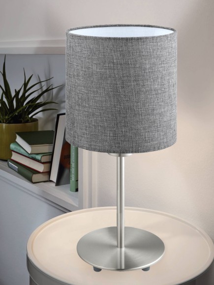 96376 PASTERI PASTERI Настольная лампа с цоколем E27, 60Вт, механический выключатель, ткань, никель
