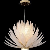 Crystal Lux ARTICHOKE SP8+1 GOLD 4150/309 Люстра подвесная дизайнерская, основание золото, прозрачное стекло артишок 8xE14 + LED 3000K 1500Лм, большая люстра для гостиной и зала