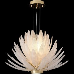 Crystal Lux ARTICHOKE SP8+1 GOLD 4150/309 Люстра подвесная дизайнерская, основание золото, прозрачное стекло артишок 8xE14 + LED 3000K 1500Лм, большая люстра для гостиной и зала