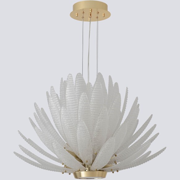 Crystal Lux ARTICHOKE SP8+1 GOLD 4150/309 Люстра подвесная дизайнерская, основание золото, прозрачное стекло артишок 8xE14 + LED 3000K 1500Лм, большая люстра для гостиной и зала