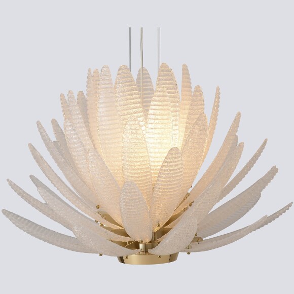 Crystal Lux ARTICHOKE SP8+1 GOLD 4150/309 Люстра подвесная дизайнерская, основание золото, прозрачное стекло артишок 8xE14 + LED 3000K 1500Лм, большая люстра для гостиной и зала