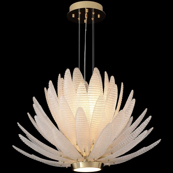 Crystal Lux ARTICHOKE SP8+1 GOLD 4150/309 Люстра подвесная дизайнерская, основание золото, прозрачное стекло артишок 8xE14 + LED 3000K 1500Лм, большая люстра для гостиной и зала