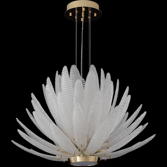 Crystal Lux ARTICHOKE SP8+1 GOLD 4150/309 Люстра подвесная дизайнерская, основание золото, прозрачное стекло артишок 8xE14 + LED 3000K 1500Лм, большая люстра для гостиной и зала