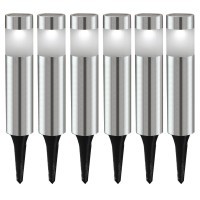 48494 ROSALBA ROSALBA 1 Комплект из 6 светодиодных уличных светильников на солнечных батареях, 6x0,06Вт, IP44, с выключателем, сталь/пластик, белый/серебро
