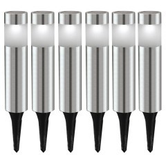 48494 ROSALBA ROSALBA 1 Комплект из 6 светодиодных уличных светильников на солнечных батареях, 6x0,06Вт, IP44, с выключателем, сталь/пластик, белый/серебро