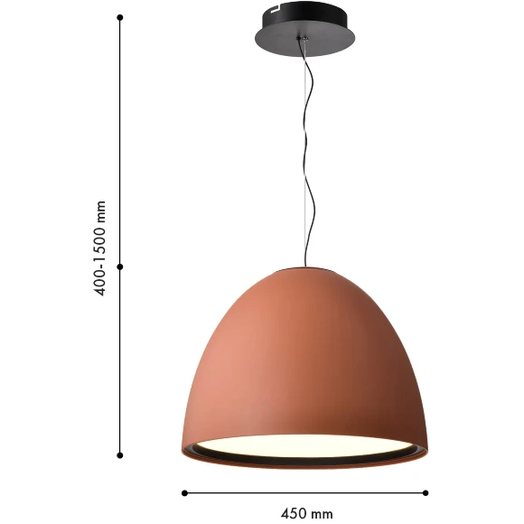 Favourite Halva 4814-4P Современный подвесной светодиодный светильник в стиле минимализм, терракотовый матовый плафон полусфера диаметром 45 см, матовый акриловый рассеиватель, LED 38Вт 3000K 2847Лм CRI90 120° IP20 220В