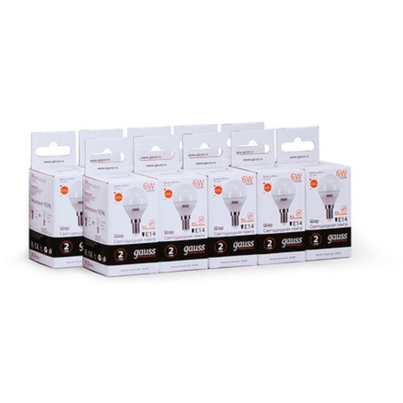 53116 Лампа Gauss LED Elementary Шар 6W E14 420lm 3000K 1/10/50