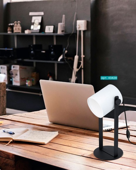 43428 Настол. лампа HORNWOOD 1, 1х28W (E27), L195, A255, осн.?180, сталь, дерево, черный/текстиль, б