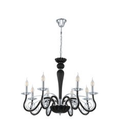 39127 MEDUNO Люстра потолочная классика с 8 лампами E14, 320Вт, хромированный, черное стекло