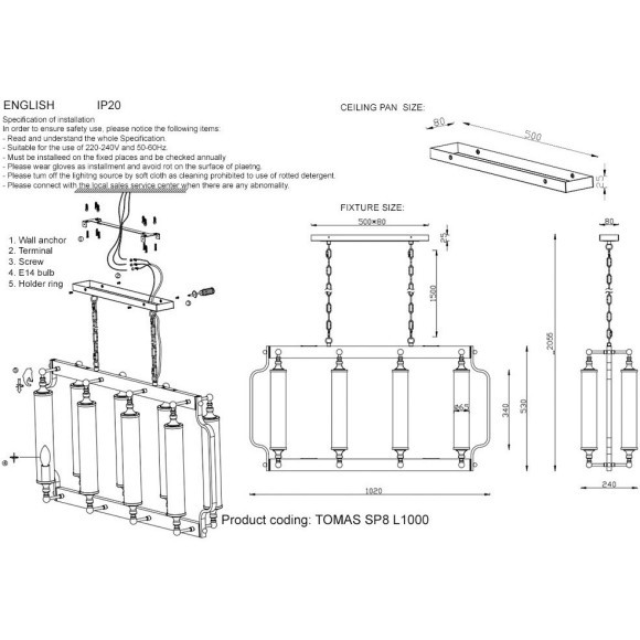Люстра Crystal Lux TOMAS SP8 L1000 CHROME