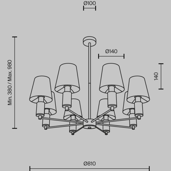 Люстра на штанге с благородным серым мрамором Maytoni MOD483PL-08BS